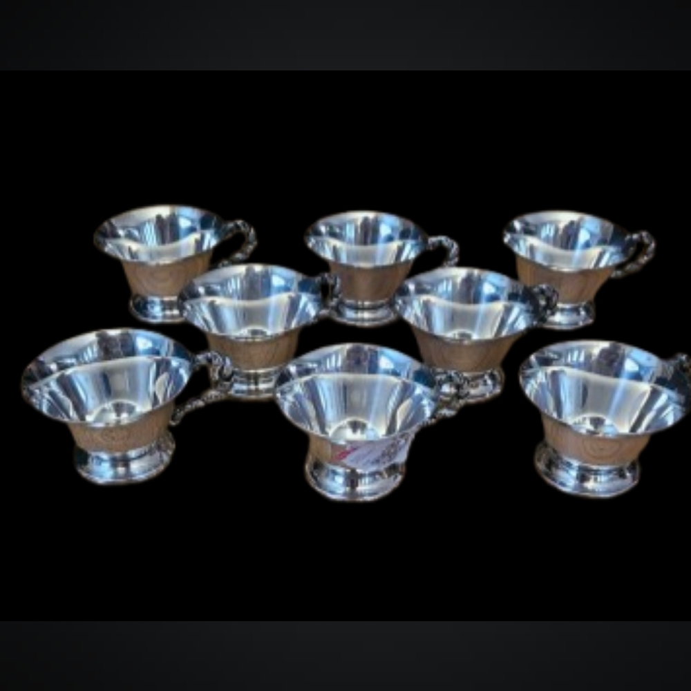 Set of 8 Valero EPB Silver Plated Cups w/ Grapevine Handle – Made in Spain